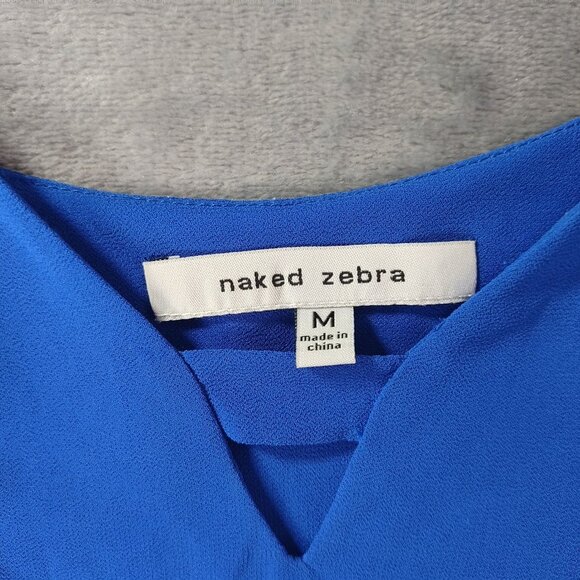 Naked‎ Zebra Womens Blue Tank Top M Streetwear Sleeveless Casual Minimalist Top - Picture 2 of 10